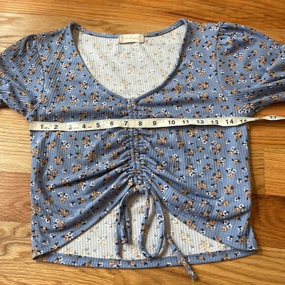 Altar'd State Blue Floral Ribbed Cropped Top - Small - Picture 6 of 7